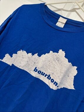 Blue Graphic Bourbon T-Shirt Kentucky Outline